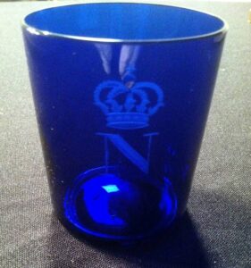 Napoleon cobalt blue glass cup