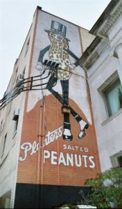Mr. Peanut painted on building