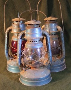 3 antique railroad lanterns